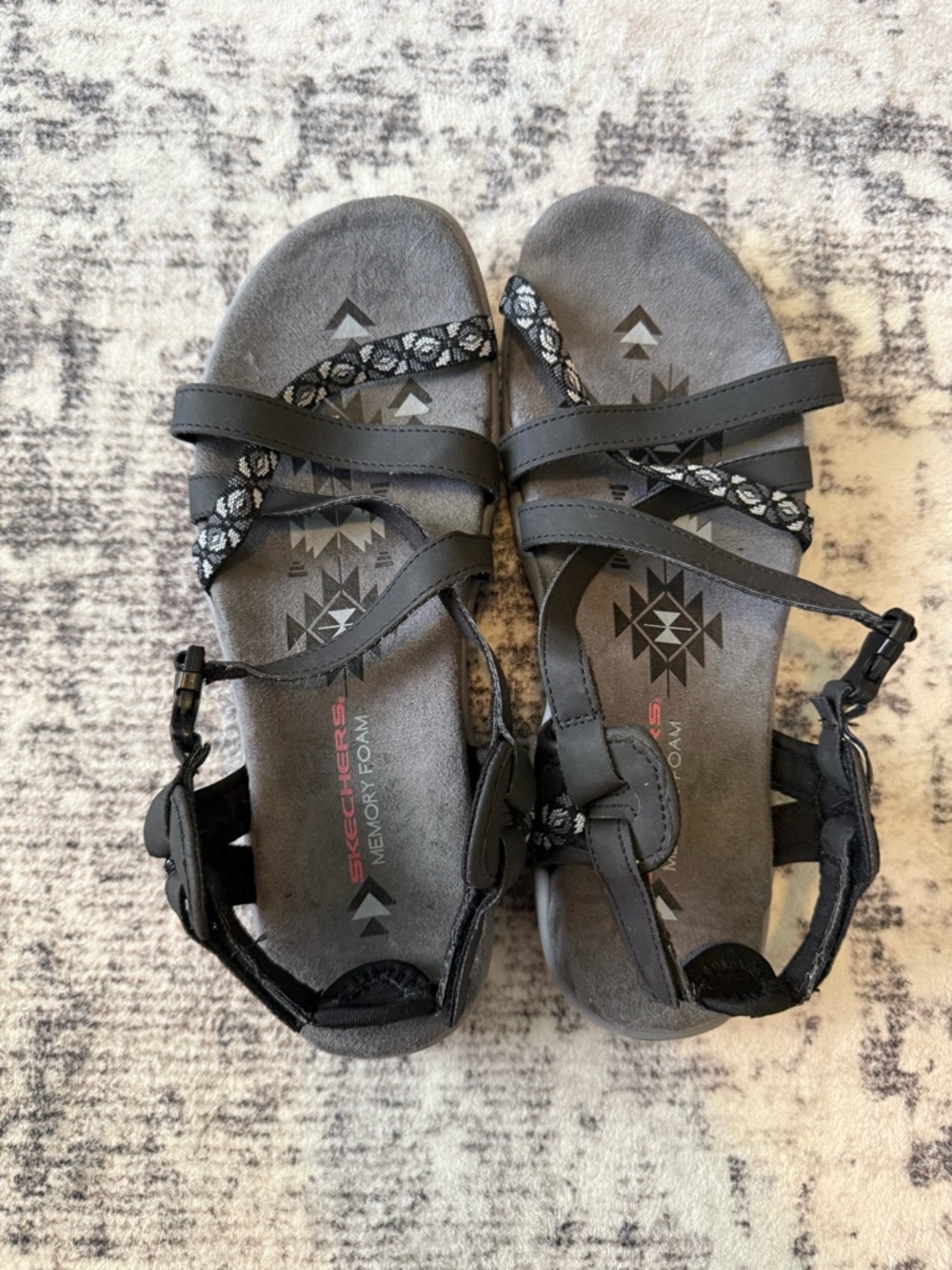 Skechers  women’s Gray Memory Foam Strappy Sandals